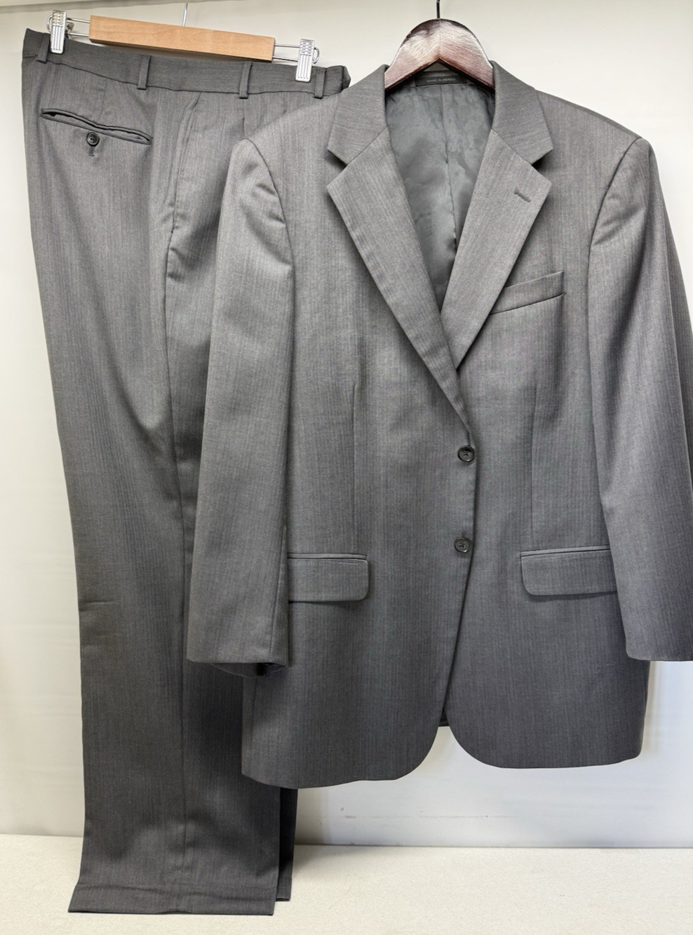 KENNETH ROBERT 2pc Suit Mens 42 Super Fine Worsted Wool pleated cuffed Pants 38
